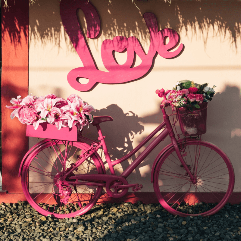 Flowers on Bike At Wedding 